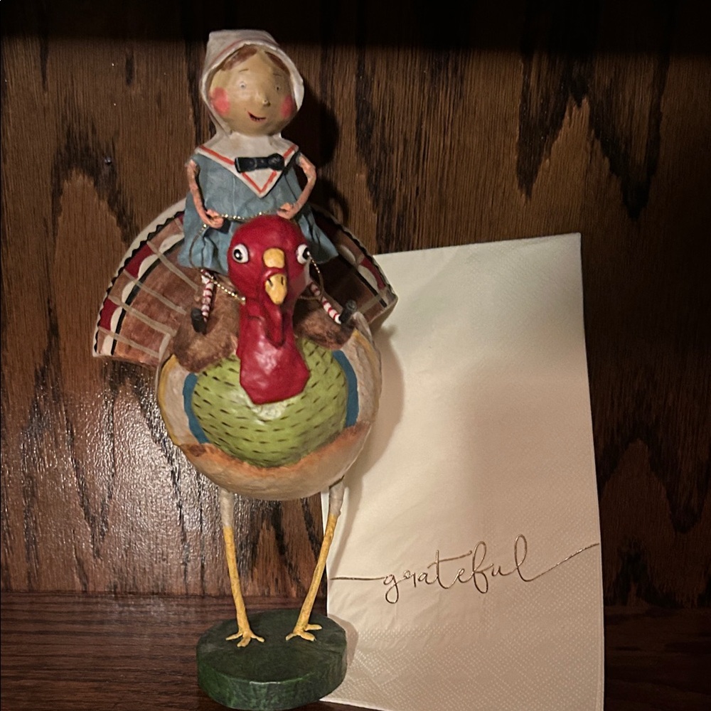 Lori Mitchell Handcrafted Turkey Figurine with Doll